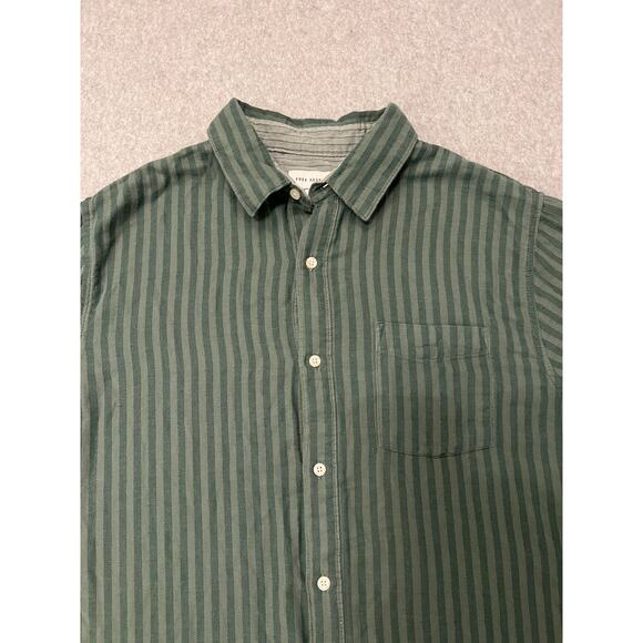 Free Assembly Button Up Shirt Mens L Long Sleeve Striped Organic Cotton Green - Picture 12 of 16